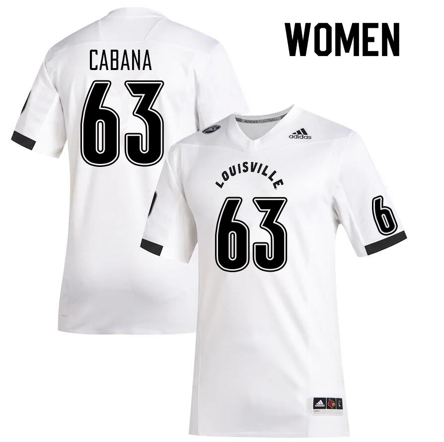 Women #63 Max Cabana Louisville Cardinals College Football Jerseys Sale-White - Click Image to Close
